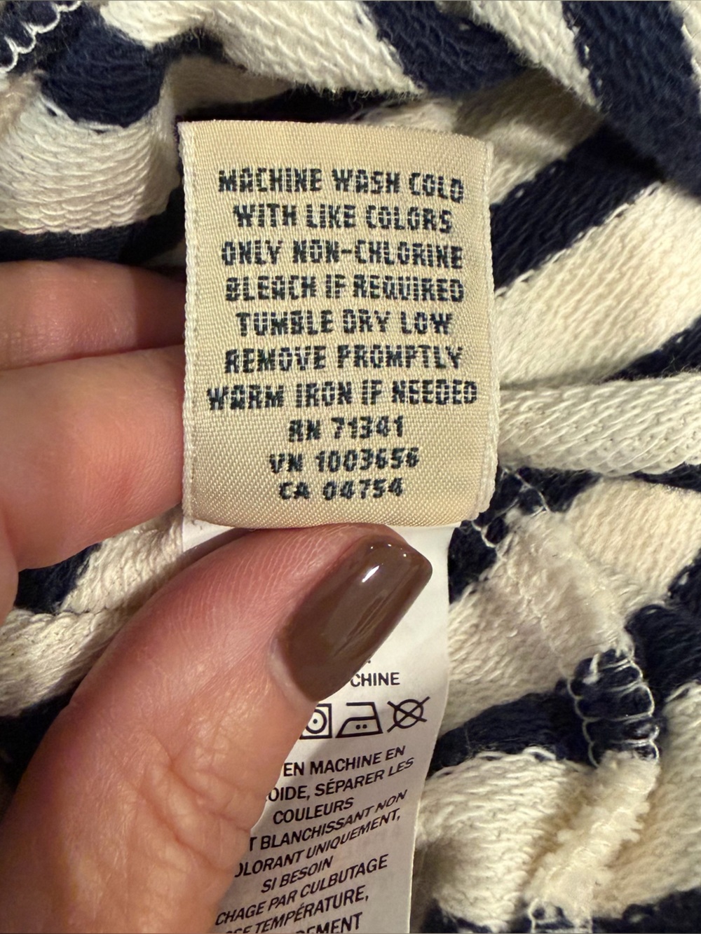 L.L. Bean Pullover Women's L Cream Cotton Striped Snap Neck Rugby Style Outdoor - Picture 8 of 11